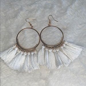 White tassel earrings